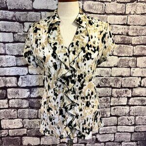 Style & Co Short Sleeve Ruffle Front Blouse Size 10